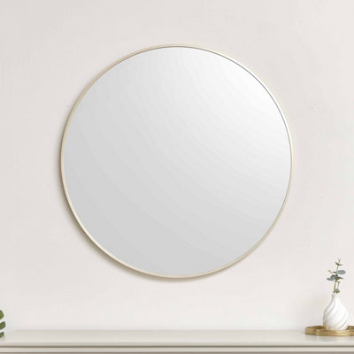 Melody Maison Large Round Champagne Gold Wall Mirror - 80cm x 80cm