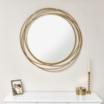 Melody Maison Large Round Gold Mirror 88cm x 85cm | DIY at B&Q