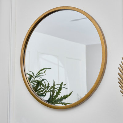 Melody Maison Large Round Gold Wall Mirror 50cm x 50cm at B&Q