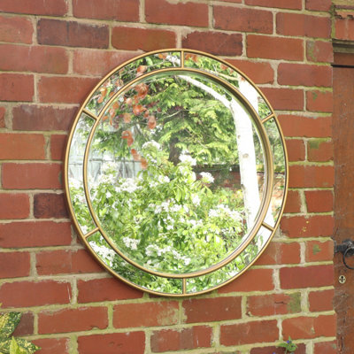 Melody Maison Large Round Gold Window Mirror 80cm x 80cm | DIY at B&Q