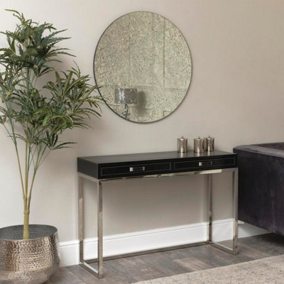 Melody Maison Large Round Silver Antique Glass Mirror 80cm x 80cm