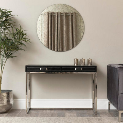 Melody Maison Large Round Silver Antique Glass Mirror 80cm x 80cm