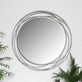 Melody Maison Large Round Silver Swirl Mirror 92cm x 92cm