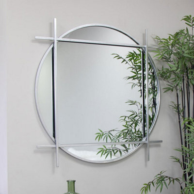 Melody Maison Large Round Silver Wall Mirror 97cm x 97cm | DIY at B&Q