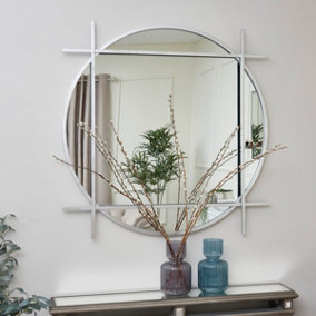 Melody Maison Large Round Silver Wall Mirror 97cm x 97cm
