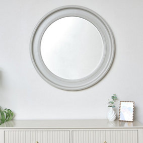 Melody Maison Large Round Taupe Grey Wall Mirror 80cm x 80cm
