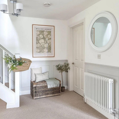 Melody Maison Large Round Vintage White Wall Mirror 80cm x 80cm