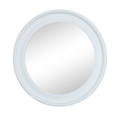 Melody Maison Large Round Vintage White Wall Mirror 80cm x 80cm