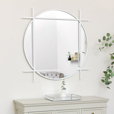 Melody Maison Large Round White Wall Mirror 97cm x 97cm DIY at B&Q