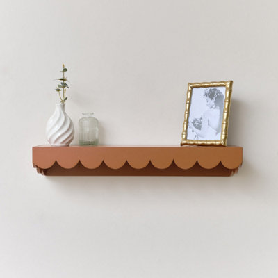 Melody Maison Large Rust Scalloped Wall Storage Shelf 61cm — free download