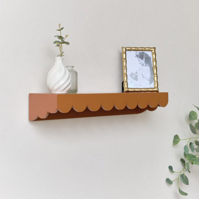 Melody Maison Large Rust Scalloped Wall Storage Shelf 61cm — free download