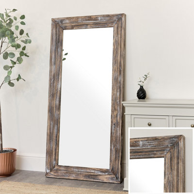 Melody Maison Large Rustic Wooden Wall/Leaner Mirror 158cm x 78cm