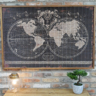 Melody Maison Large Rustic World Map Canvas Print 120cm x 80cm