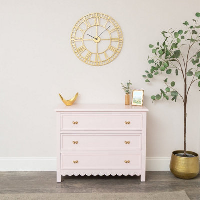 Melody Maison Large Scalloped 3 Drawer Chest of Drawers - Staunton Pink  Range