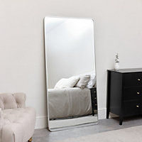 Melody Maison Large Silver Curved Framed Wall / Leaner Mirror 160cm x 80cm