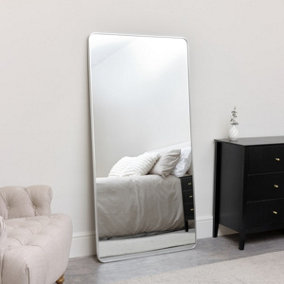 Melody Maison Large Silver Curved Framed Wall / Leaner Mirror 160cm x 80cm