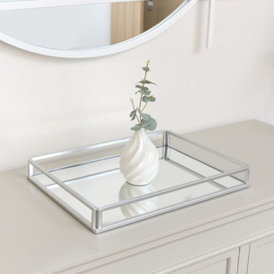 Melody Maison Large Silver Mirrored Cocktail Tray