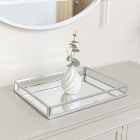 Melody Maison Large Silver Mirrored Cocktail Tray