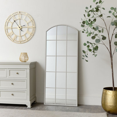 Melody Maison Large Taupe Arched Window Mirror - 108cm x 59cm