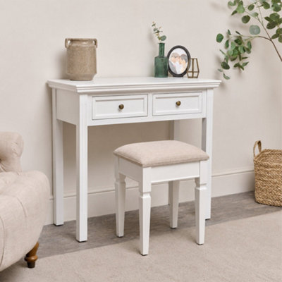 Melody Maison Large White 2 Drawer Dressing Table & Stool Set ...