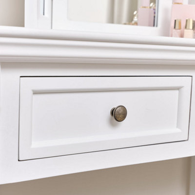 Melody Maison Large White 2 Drawer Dressing Table & Stool Set ...