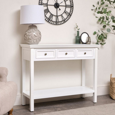Melody Maison Large White 3 Drawer Sideboard Console Table - Daventry White Range