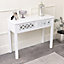Melody Maison Large White Mirrored Chest of Drawers, Console / Dressing Table & Pair of Bedside Tables - Sabrina White Range