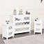 Melody Maison Large White Mirrored Chest of Drawers & Pair of Bedside Tables - Sabrina White Range