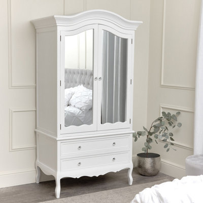 Melody Maison Large White Mirrored Wardrobe - Victoria Range