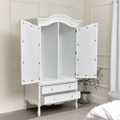 Melody Maison Large White Mirrored Wardrobe - Victoria Range