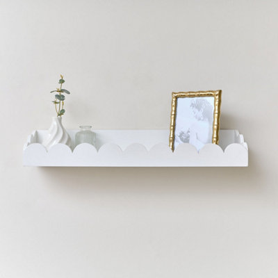 Melody Maison Large White Scalloped Wall Storage Shelf 61cm — free download