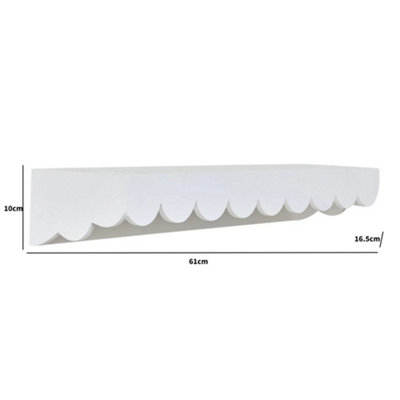 Melody Maison Large White Scalloped Wall Storage Shelf 61cm — free download