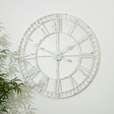 Melody Maison Large White Skeleton Wall Clock