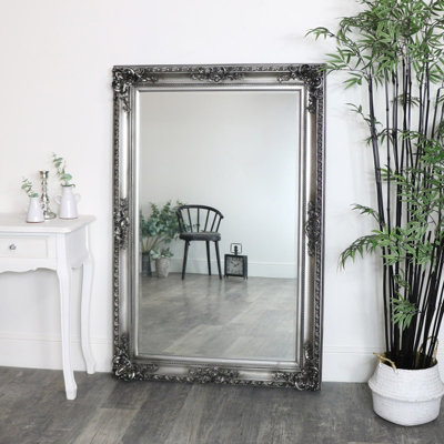 Melody Maison Luxurious Silver Ornate Wall Leaner Mirror 100x150cm 