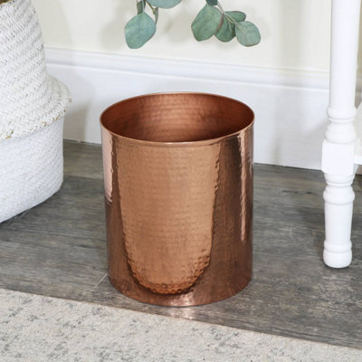 Melody Maison Metal Hammered Copper Storage Waste Bin