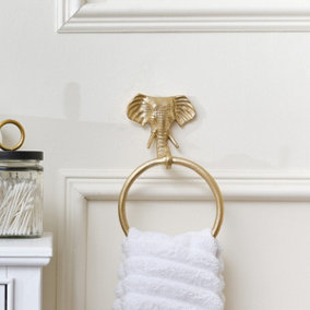 Melody Maison Metallic Gold Elephant Towel Ring