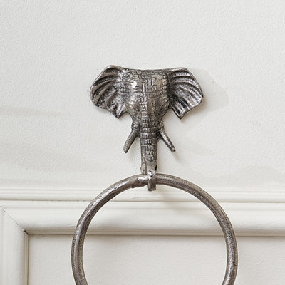 Melody Maison Metallic Silver Elephant Towel Ring DIY at B Q