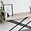 Melody Maison Minimalist Wood Grain Console Table with Modern Cross-Base Design