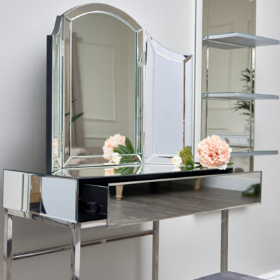 Melody Maison Mirrored Chrome Console Table Dressing Table 77.5cm x 70cm