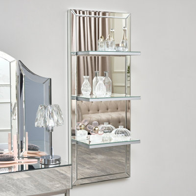 Melody Maison Mirrored Wall Mounted Shelving Unit