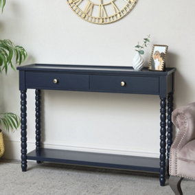 Melody Maison Navy Blue Bobble 2 Drawer Console Table 110cm x 78cm