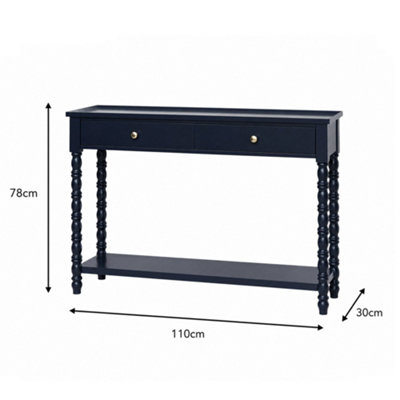 Melody Maison Navy Blue Bobble 2 Drawer Console Table 110cm x 78cm