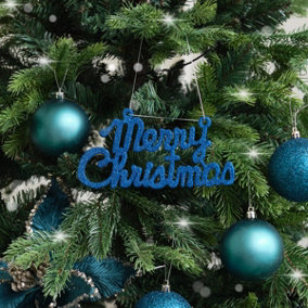 Melody Maison Navy Blue Glitter Merry Christmas Sign - 19.5cm