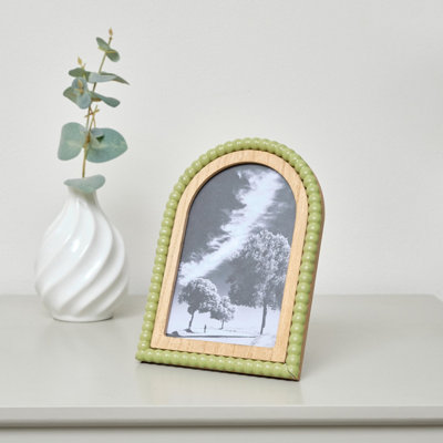 Melody Maison Olive Green Arched Bobble Portrait Photo Frame - 4 x 6