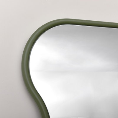 Melody Maison Olive Green Full Length Wave Mirror - 163cm x 80cm