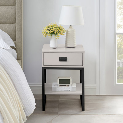 Melody Maison One Drawer Bedside Table - Elle Black Stone Range