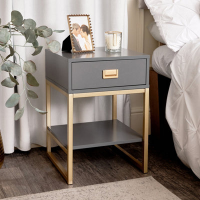 Melody Maison One Drawer Bedside Table - Elle Slate Range | DIY at B&Q