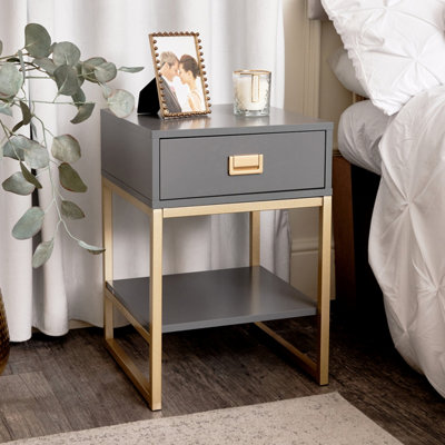 Melody Maison One Drawer Bedside Table - Elle Slate Range