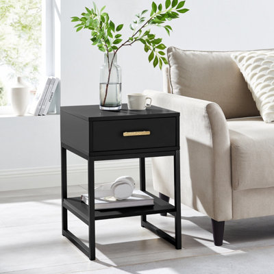 Melody Maison One Drawer Bedside Table - Luna Black Range