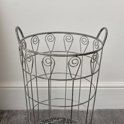 Melody Maison Ornate Rustic Grey Laundry Storage Basket - 55cm
